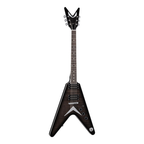 Dean V 79 Flame Top Trans Black