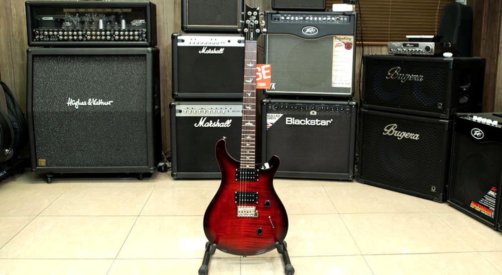 prs-se-custom-24-fire-red-burst گیتار الکتریک پی آر اس PRS SE Custom 24 Fire Red Burst
